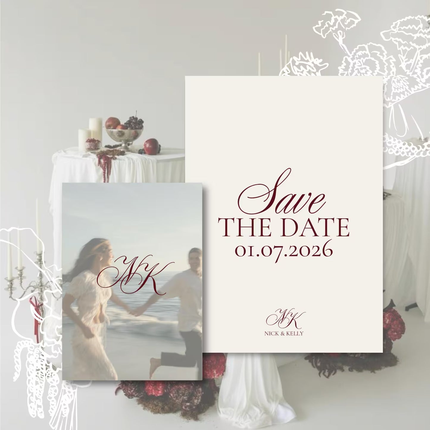 Elegant Save the Date Template: DIY Wedding Invitation (Canva Editable, Digital Download)