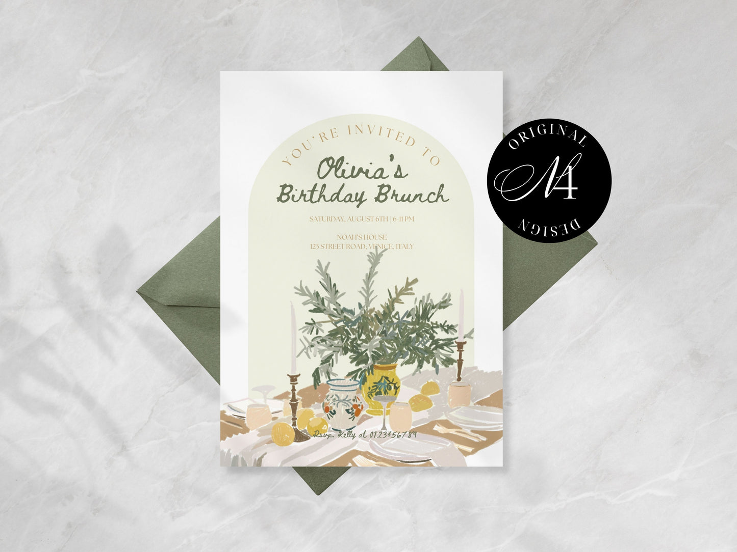 BIRTHDAY BRUNCH INVITE template | Hand Drawn Printable Canva Template