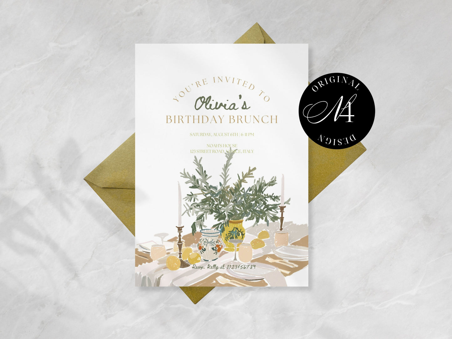 BIRTHDAY BRUNCH INVITE template | Hand Drawn Printable Canva Template