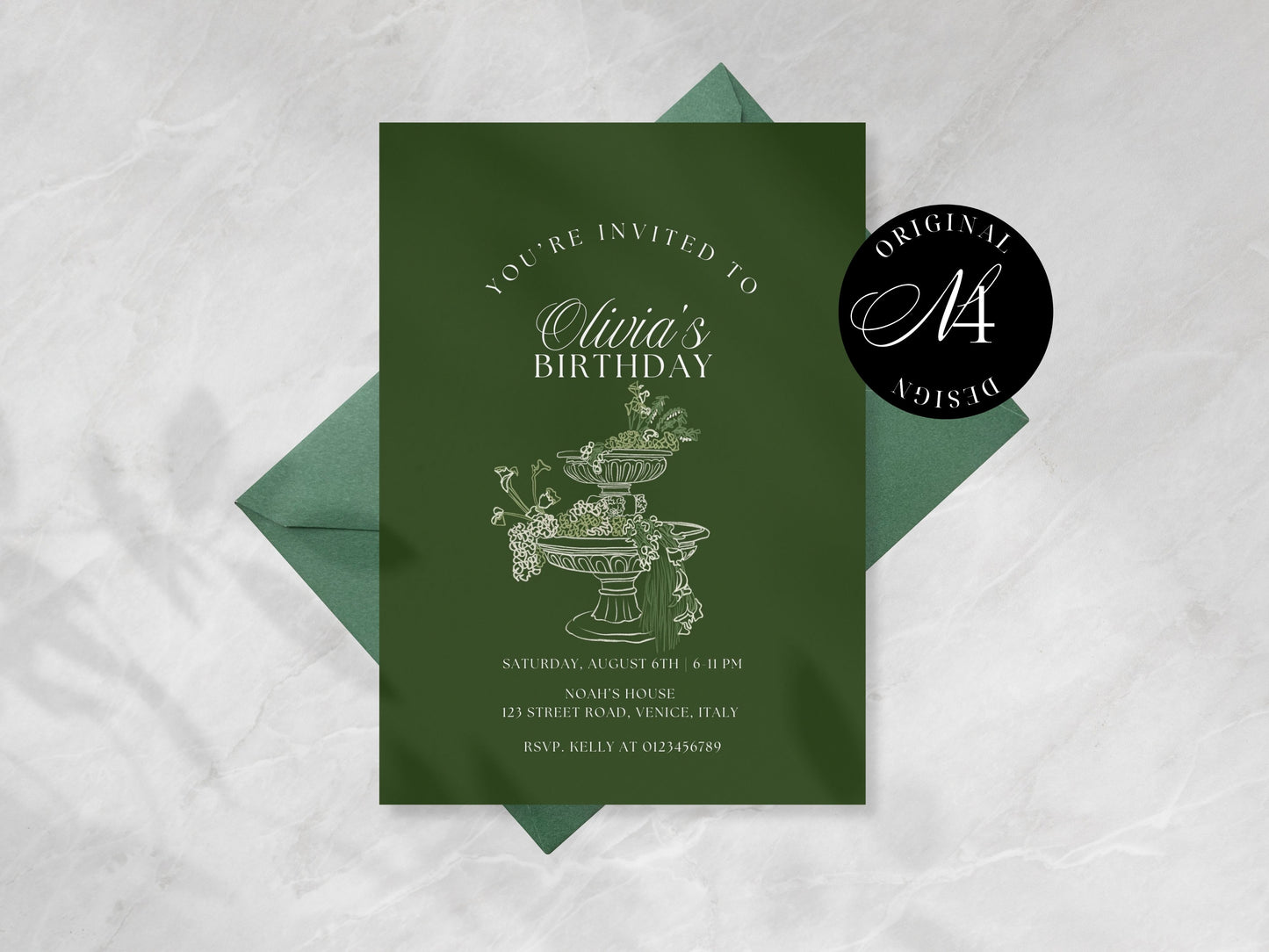 Old Money BIRTHDAY PARTY INVITE template | Printable Canva Template