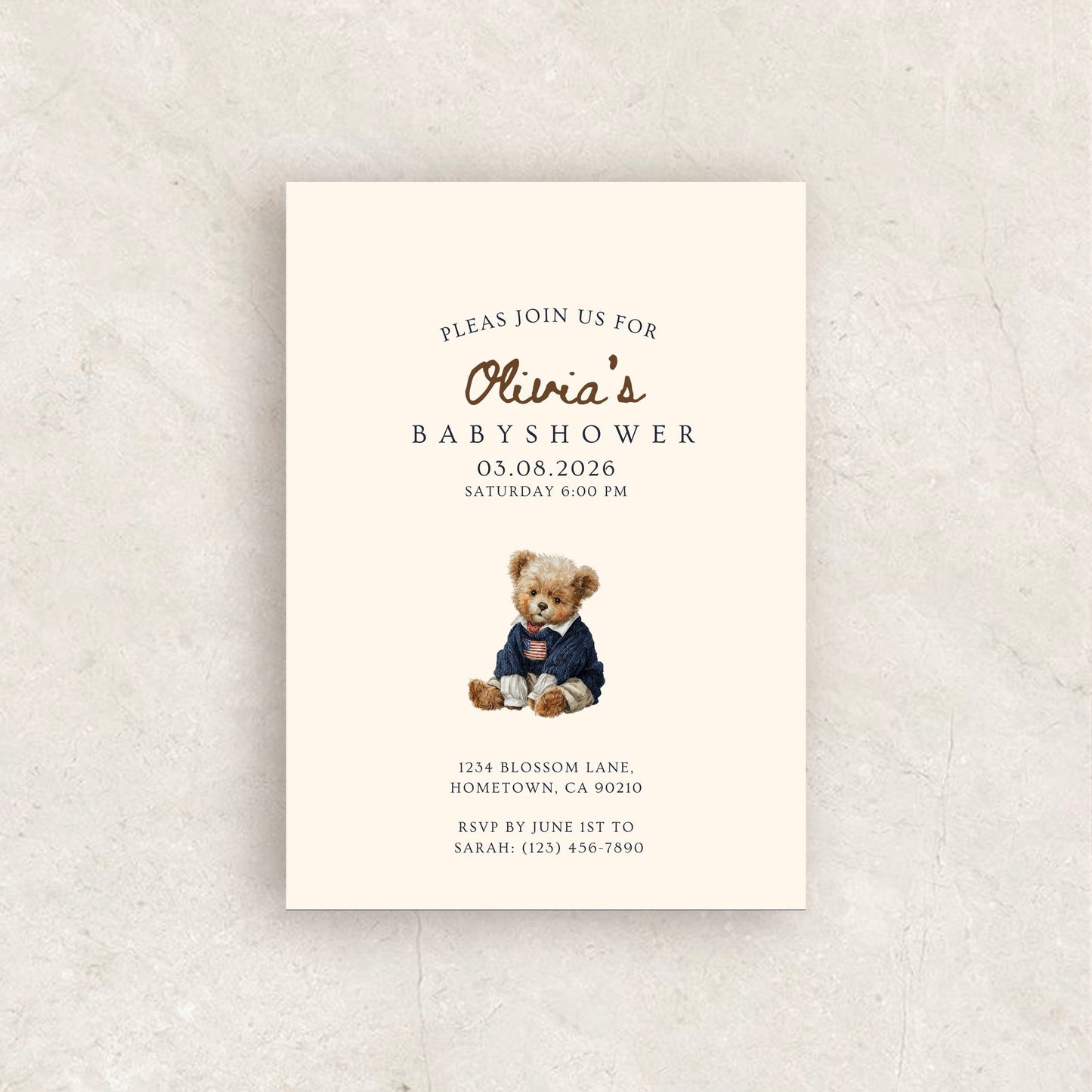 Hand Drawn Baby Shower Invitation | Babyshower Canva Template