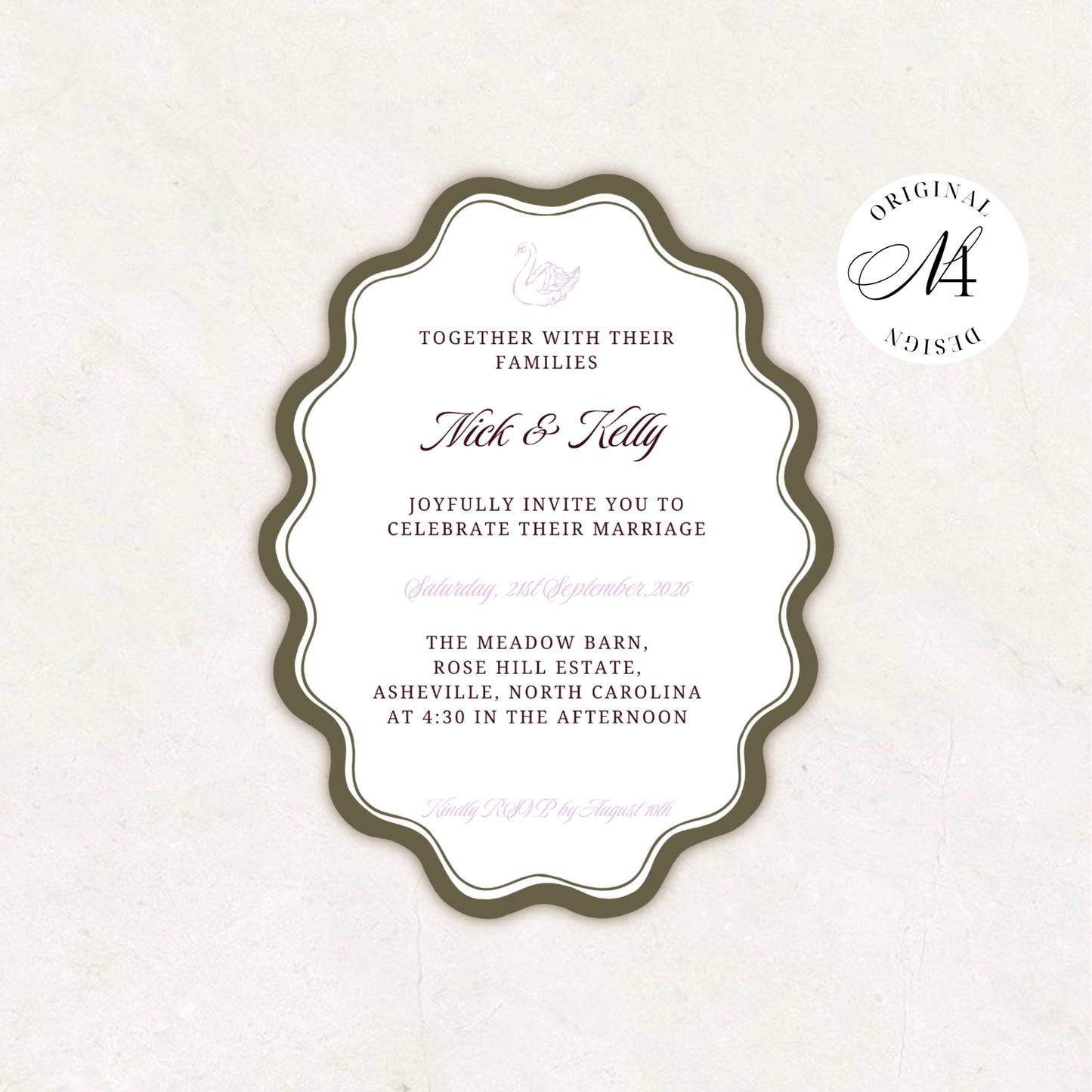 Purple Green Wedding Invitation Suite Canva Template