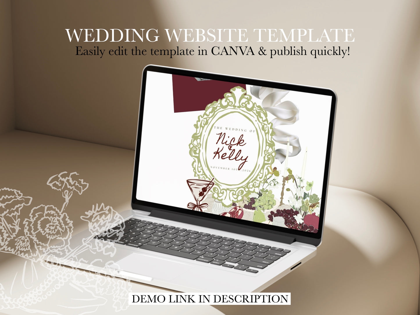 Romantic Canva Wedding Website Template with RSVP | Digital Wedding Invitation