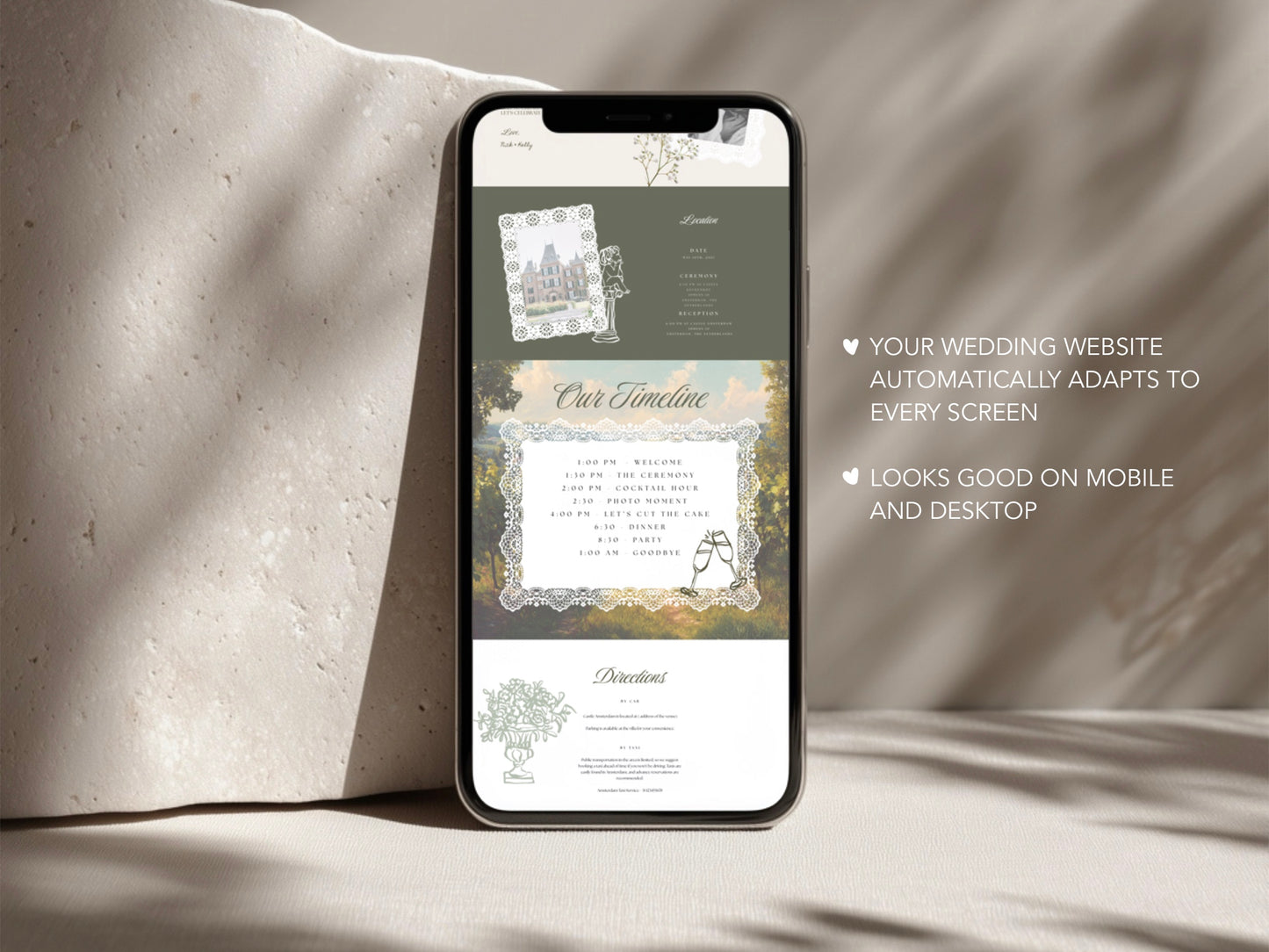 Italian Canva Wedding Website Template with RSVP | Digital Wedding Invitation