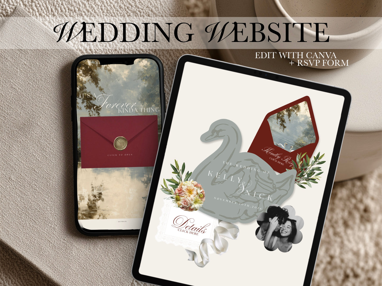 Garden Canva Wedding Website Template with RSVP | Digital Wedding Invitation