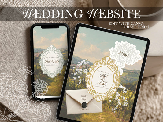 Italian Canva Wedding Website Template with RSVP | Digital Wedding Invitation