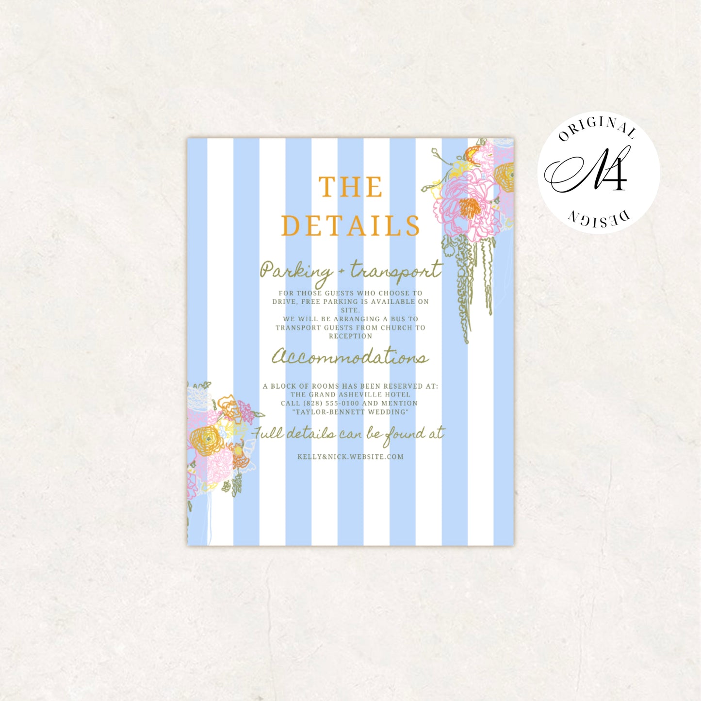 Blue Green Floral Wedding Invitation Suite Canva Templatel