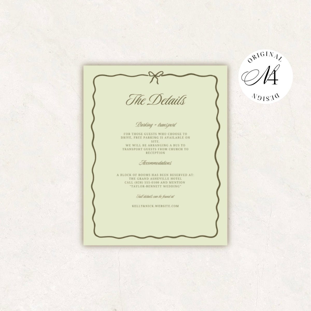 Orange Green Wedding Invitation Suite Canva Template