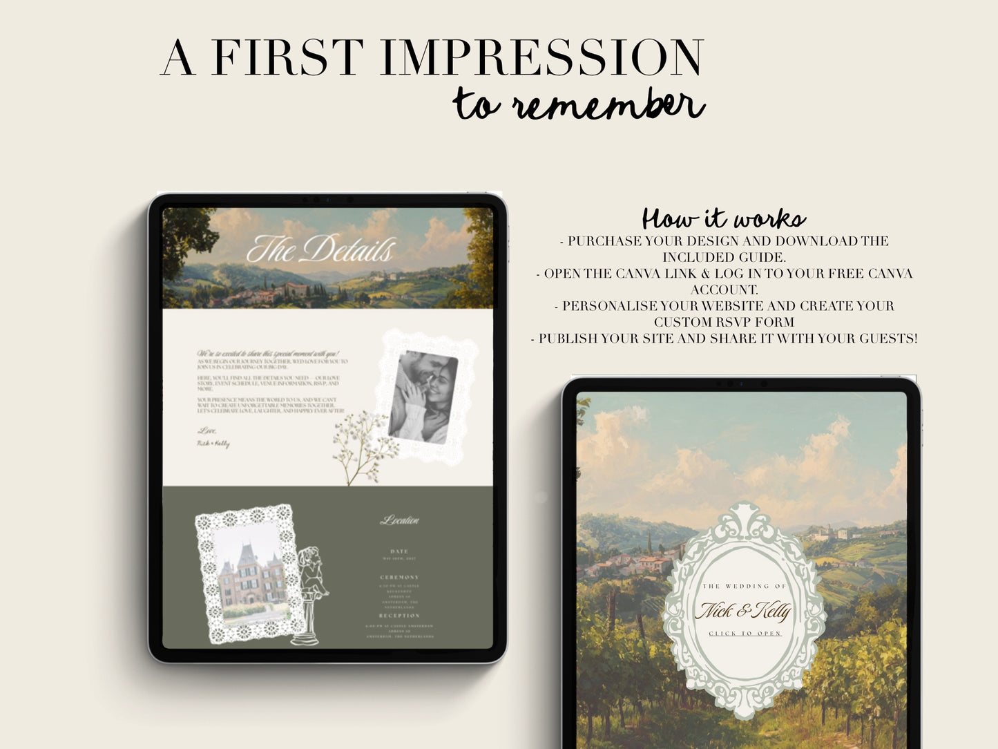 Italian Canva Wedding Website Template with RSVP | Digital Wedding Invitation