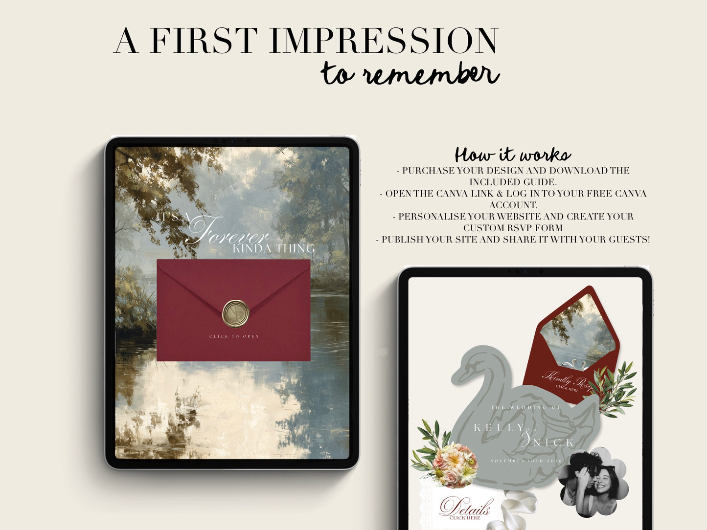 Garden Canva Wedding Website Template with RSVP | Digital Wedding Invitation