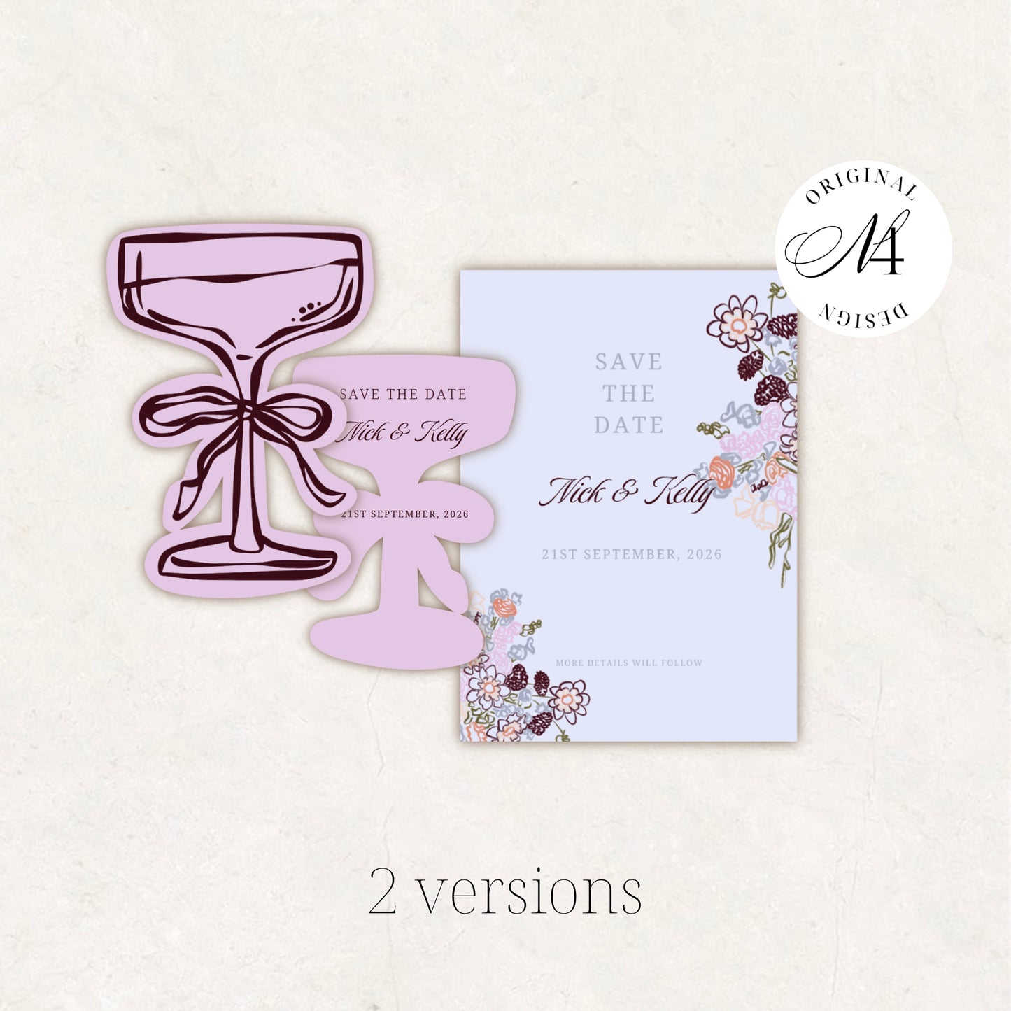 Purple Green Wedding Invitation Suite Canva Template