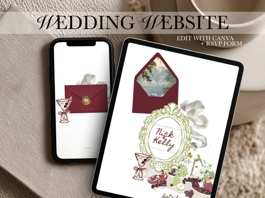 Romantic Canva Wedding Website Template with RSVP | Digital Wedding Invitation
