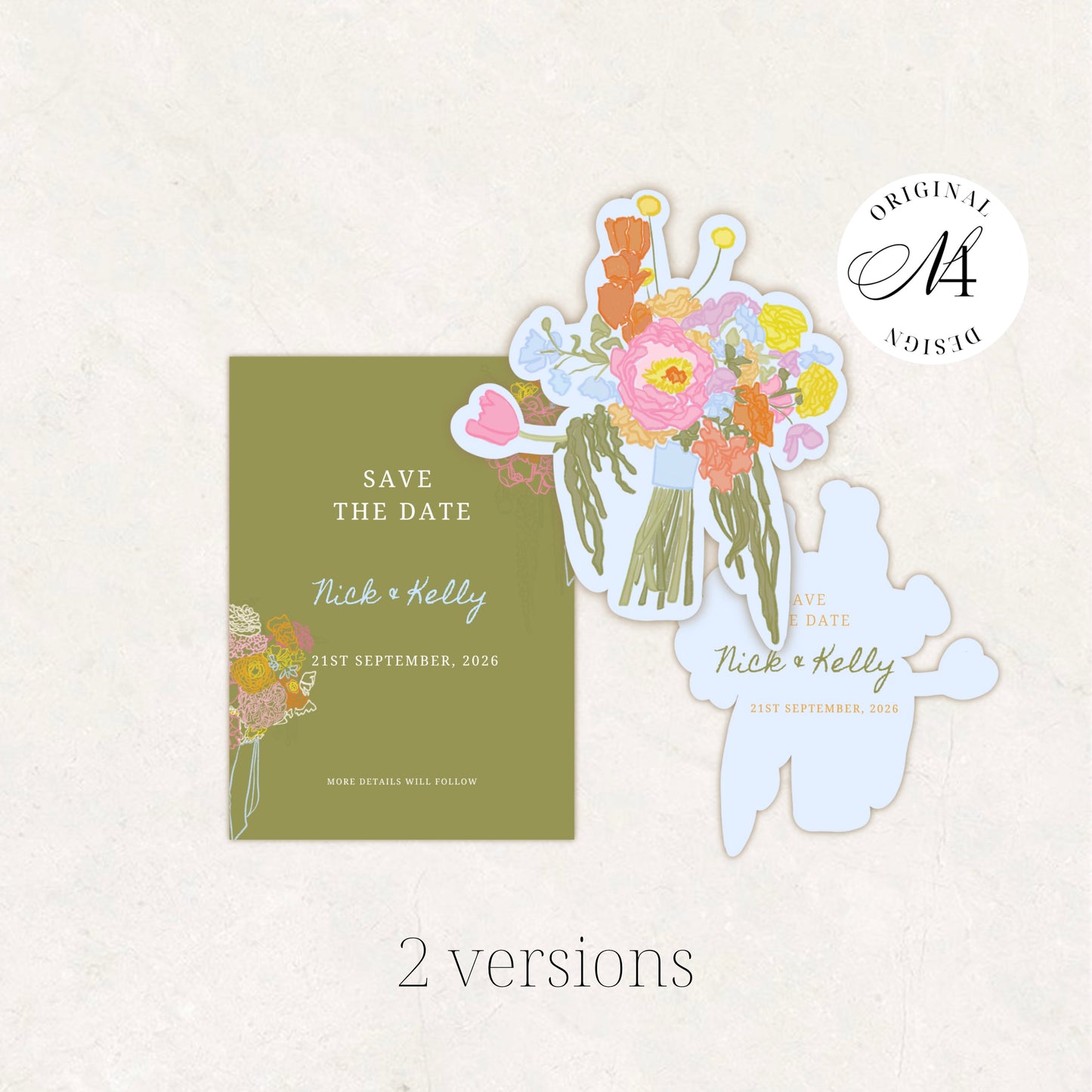 Blue Green Floral Wedding Invitation Suite Canva Templatel