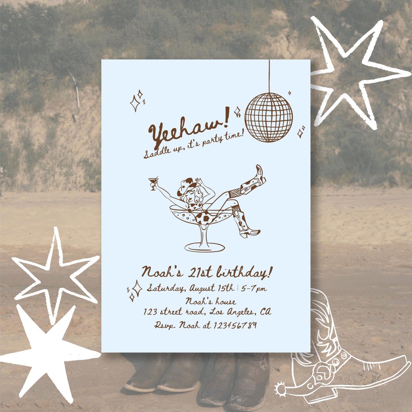 Yeehaw Birthday Party Invitation | Printable Canva Template