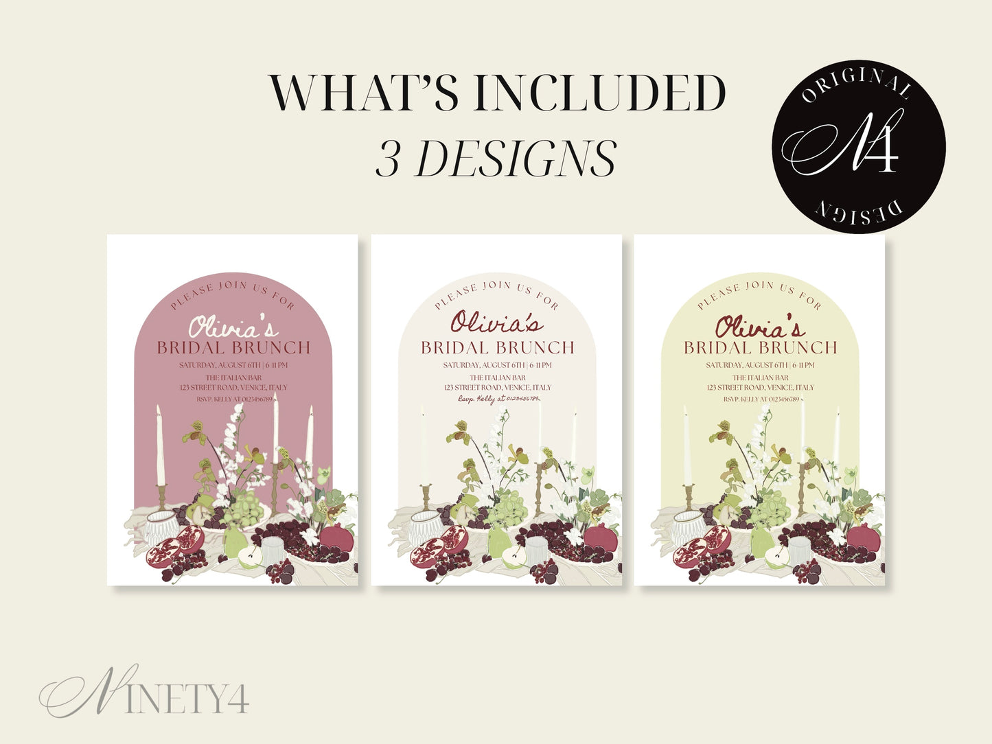Whimsical BRIDAL BRUNCH INVITE template