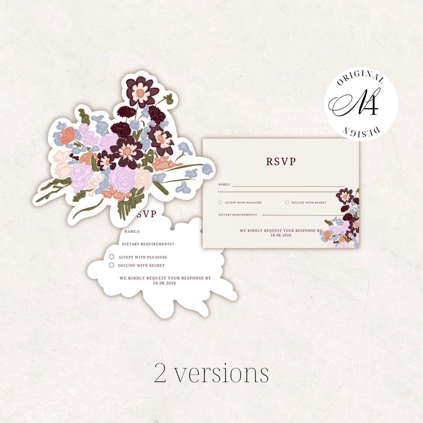 Purple Green Wedding Invitation Suite Canva Template