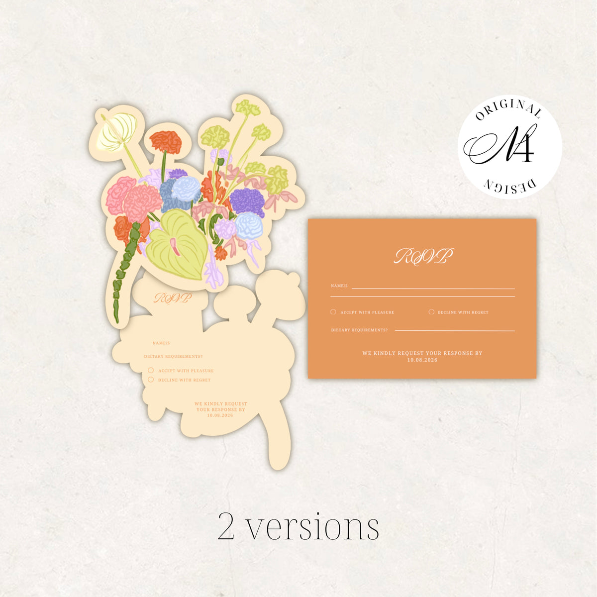 Orange Green Wedding Invitation Suite Canva Template
