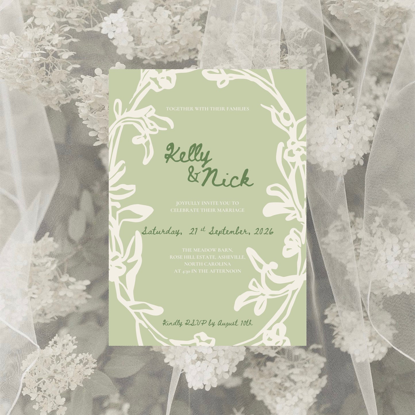 English Garden Wedding Invitation Suite Canva Template