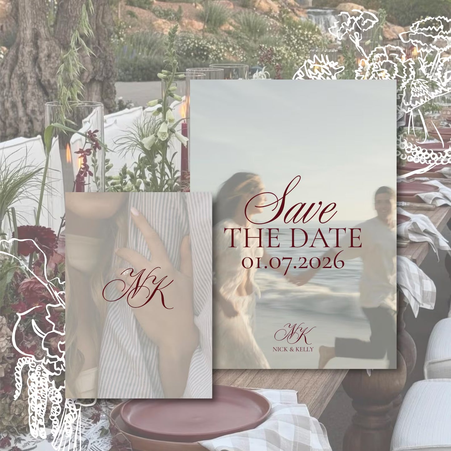 Elegant Save the Date Template: DIY Wedding Invitation (Canva Editable, Digital Download)