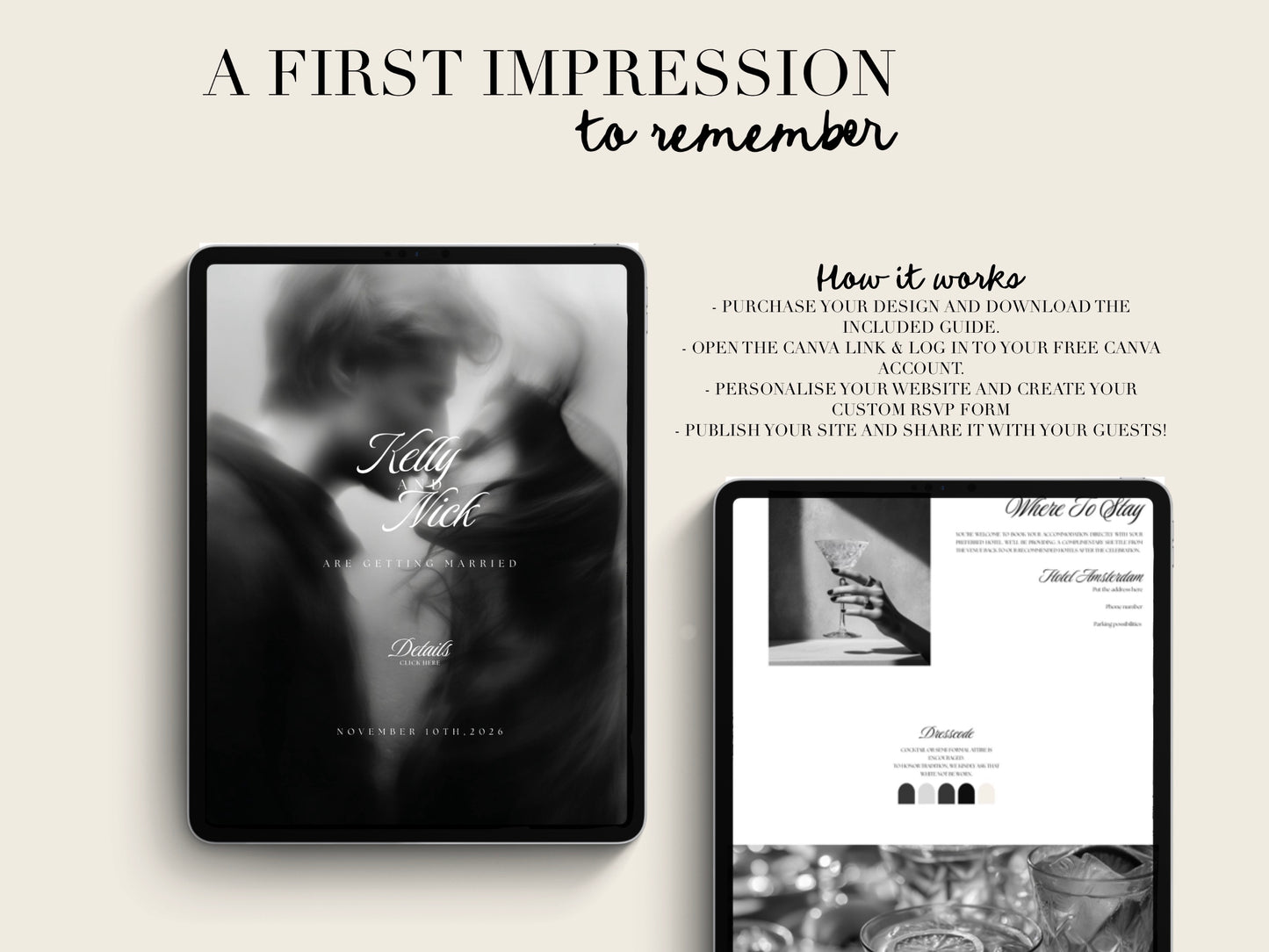 Elegant Canva Wedding Website Template with RSVP | Digital Wedding Invitation
