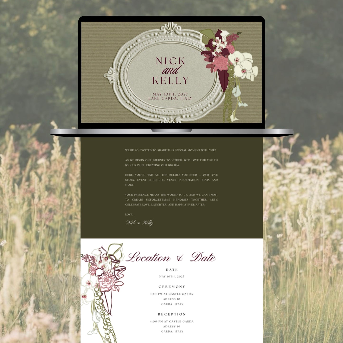 Green Canva Wedding Website Template | Digital Wedding Invitation