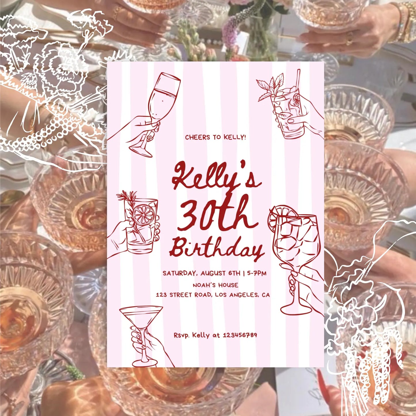 Cocktail Birthday Party Invitation | Printable Canva Template