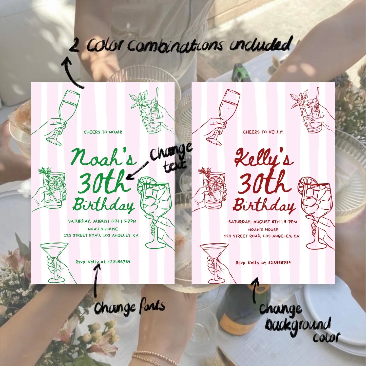Cocktail Birthday Party Invitation | Printable Canva Template