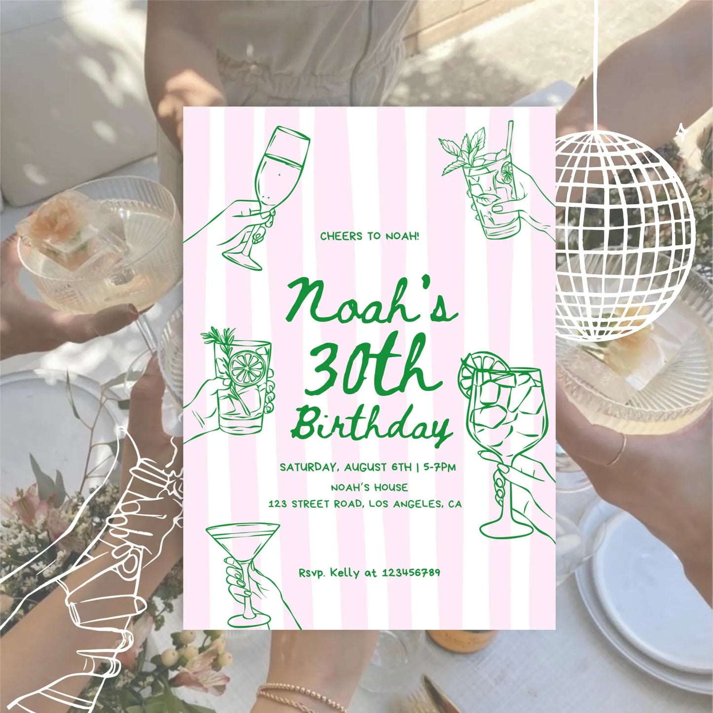 Cocktail Birthday Party Invitation | Printable Canva Template