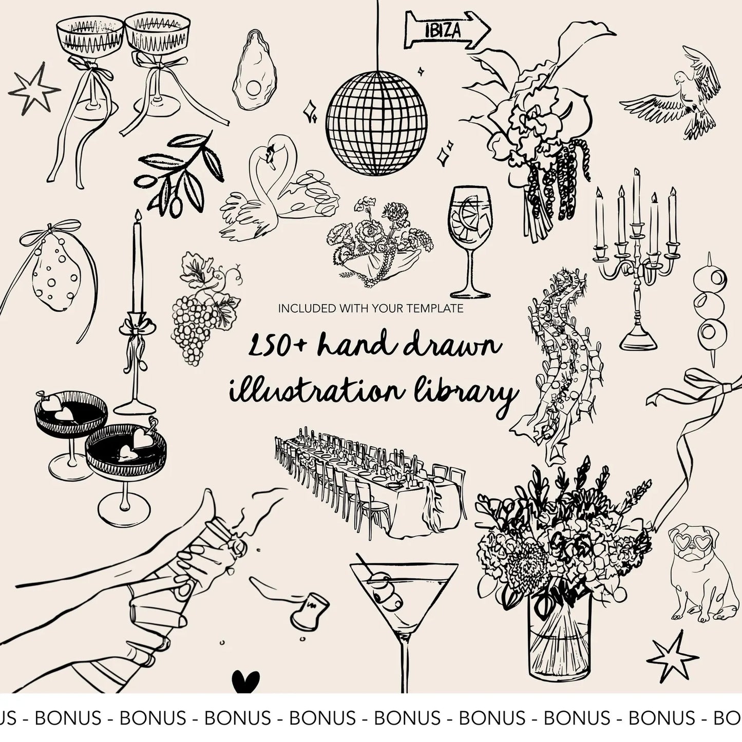 Beige & Black Wedding Invitation Template