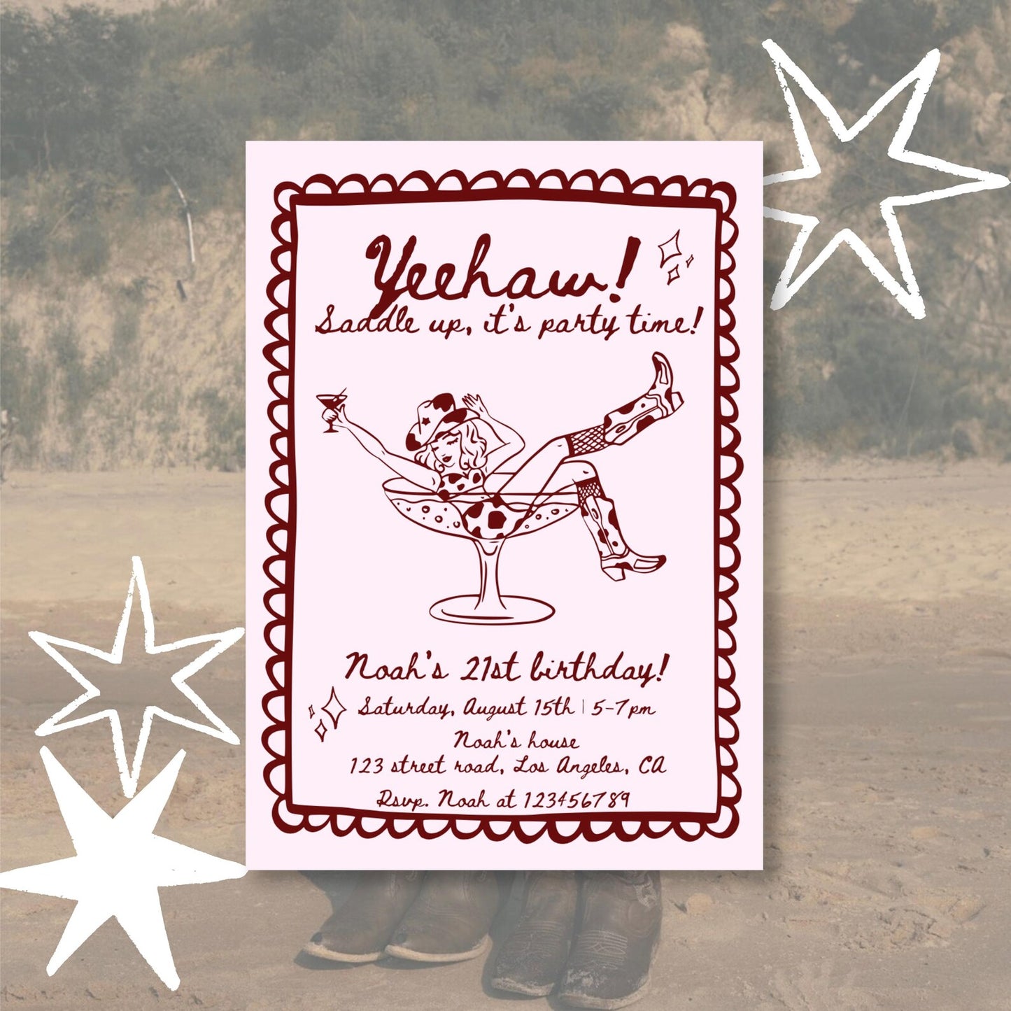 Yeehaw Birthday Party Invitation | Printable Canva Template