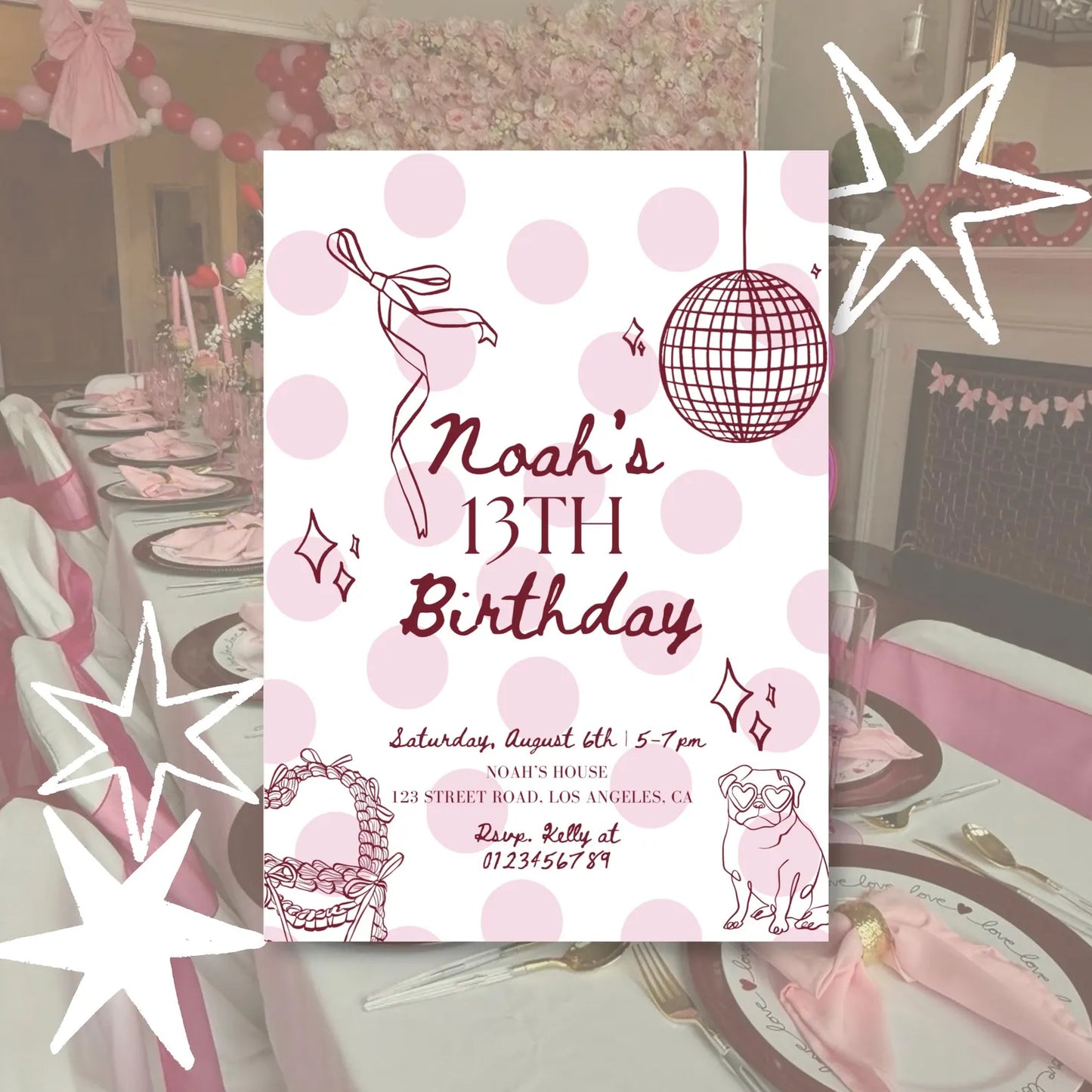 Blue Birthday Party Invitation | Printable Canva Template