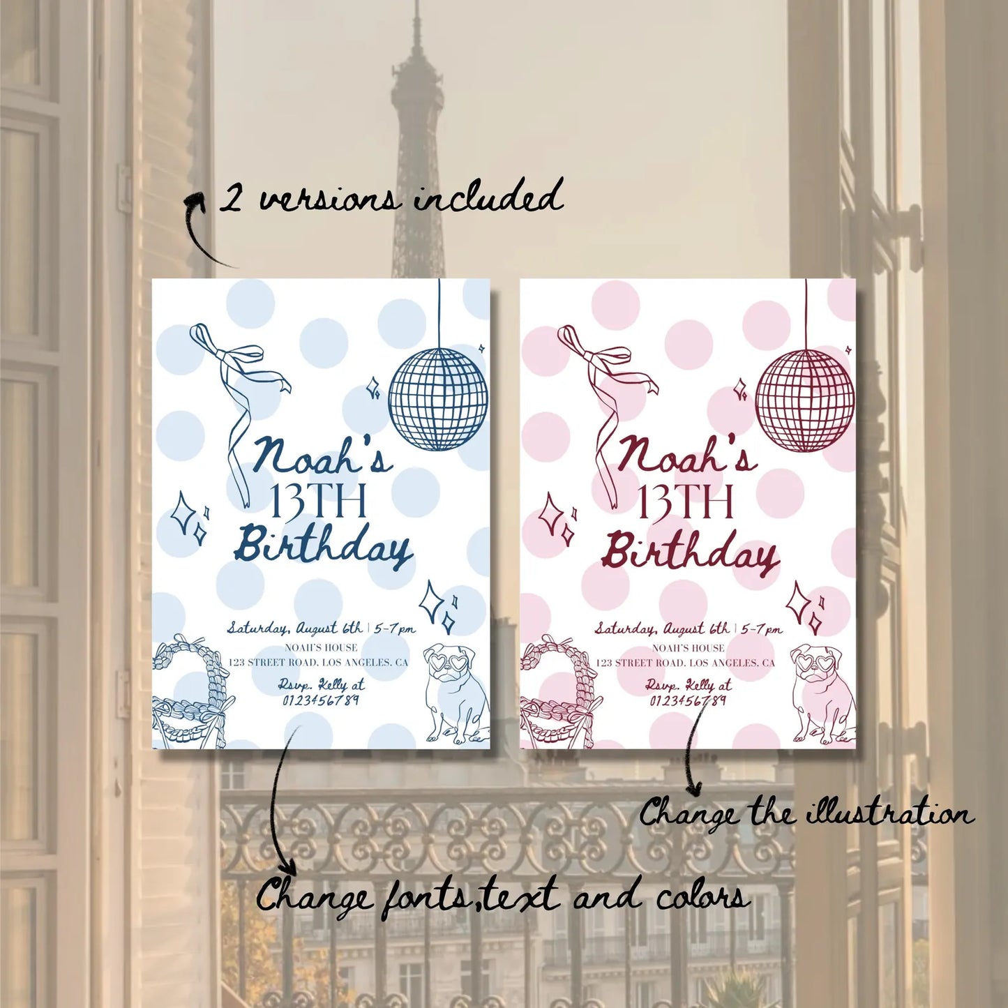 Blue Birthday Party Invitation | Printable Canva Template
