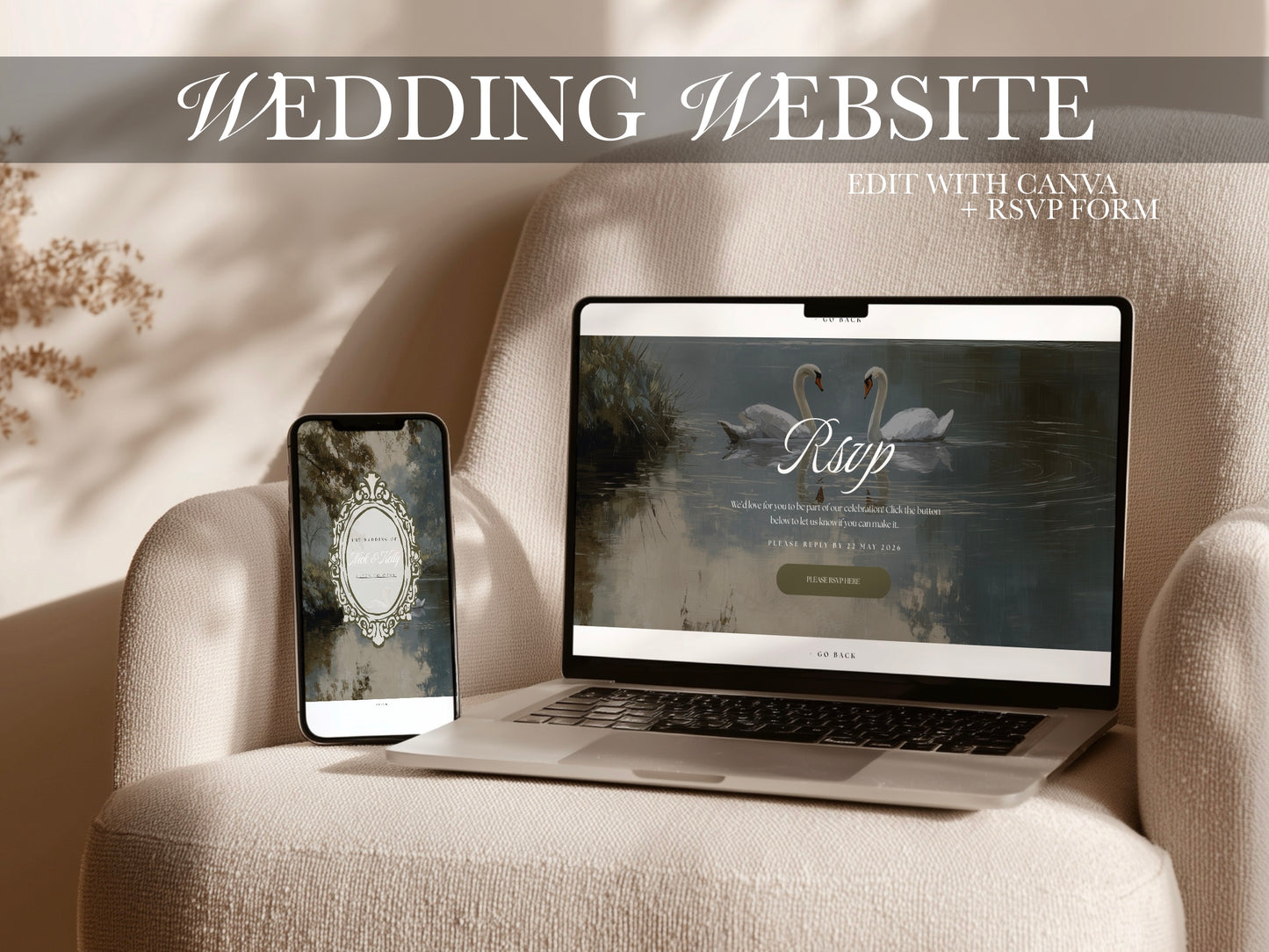 Garden Canva Wedding Website Template with RSVP | Digital Wedding Invitation