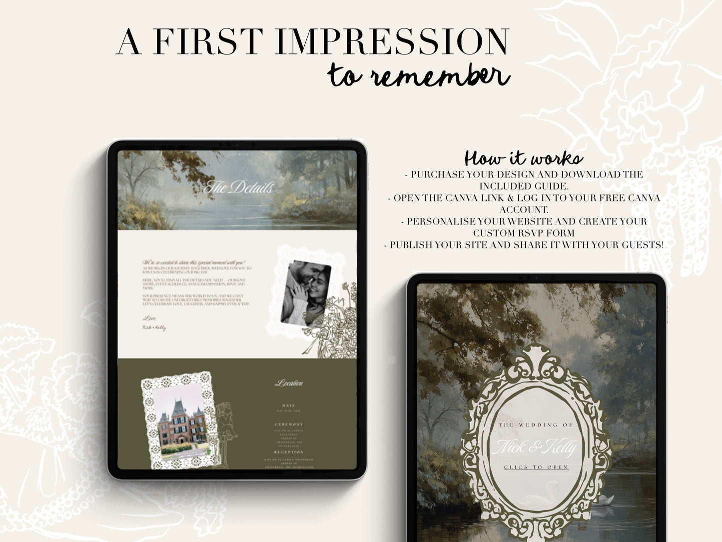 Garden Canva Wedding Website Template with RSVP | Digital Wedding Invitation