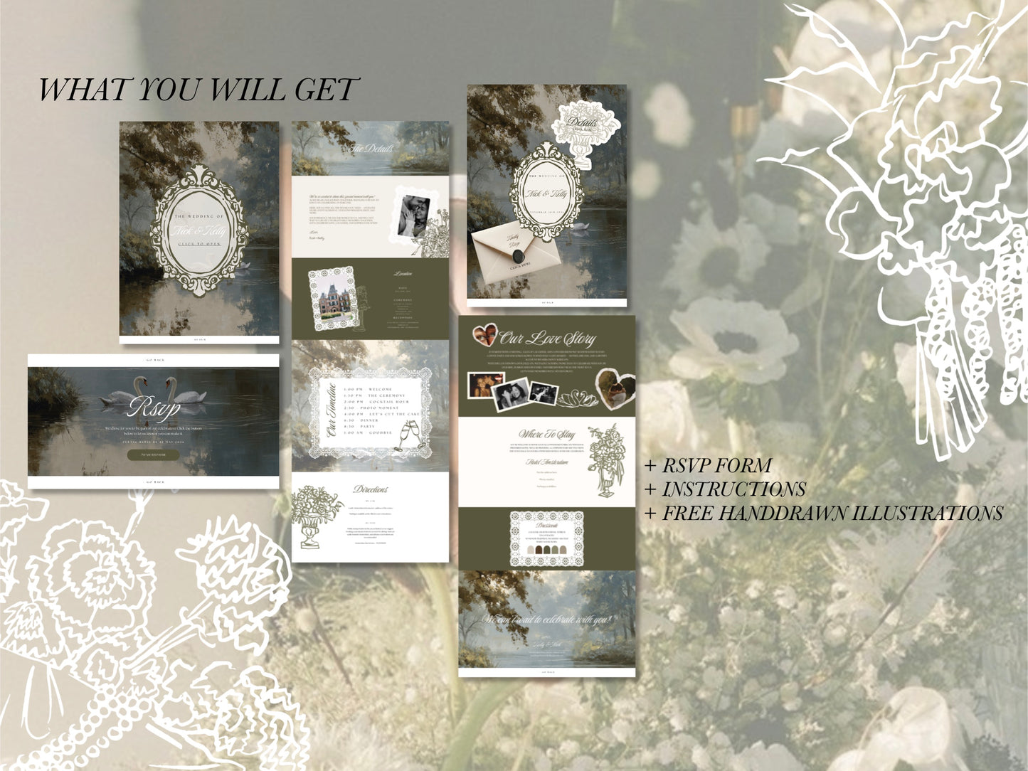 Garden Canva Wedding Website Template with RSVP | Digital Wedding Invitation