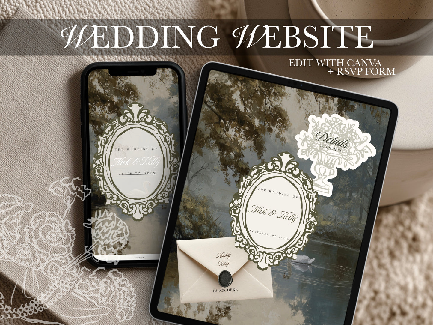 Garden Canva Wedding Website Template with RSVP | Digital Wedding Invitation