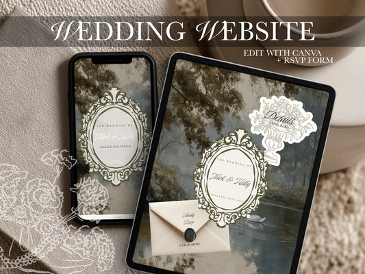 Garden Canva Wedding Website Template with RSVP | Digital Wedding Invitation