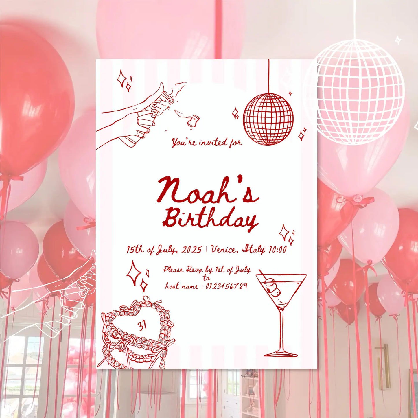 Pink Birthday Party Invitation