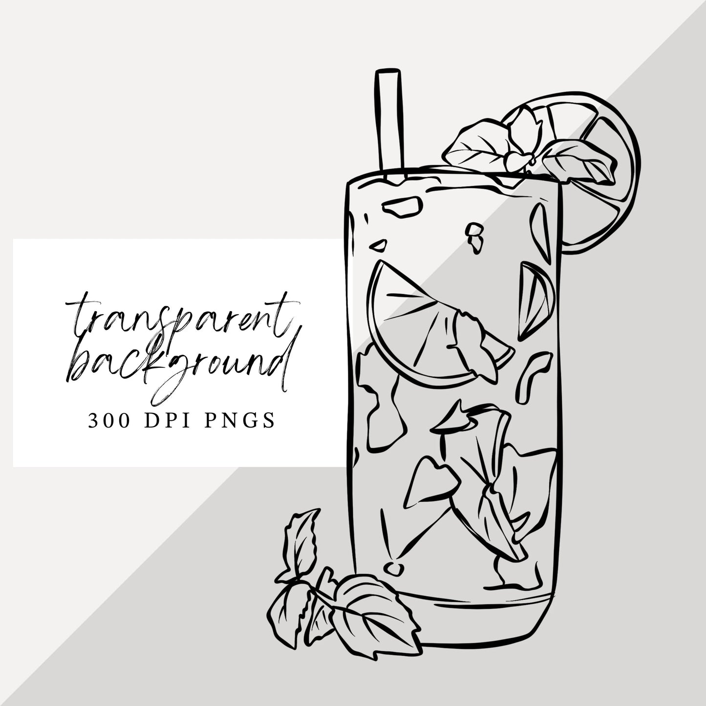 Signature Cocktail Drinks Line Art (PNG, SVG)
