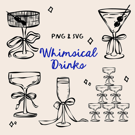 Whimsical Cocktails Clipart, Signature Drink Sign (PNG, SVG)