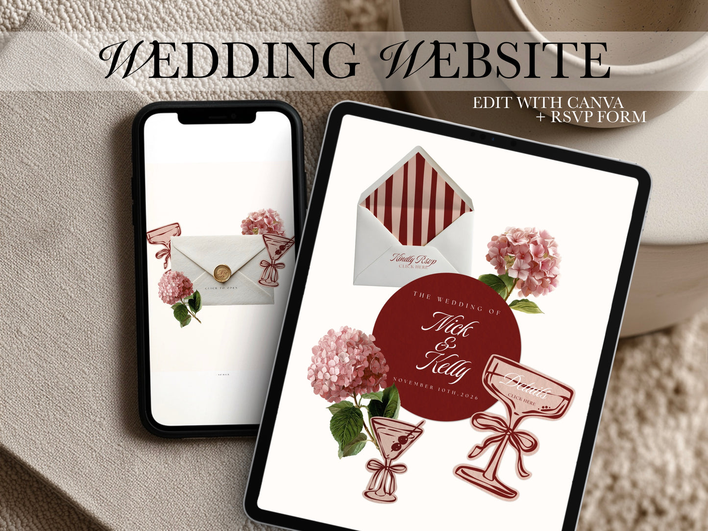 Canva Wedding Website Template with RSVP | Digital Wedding Invitation