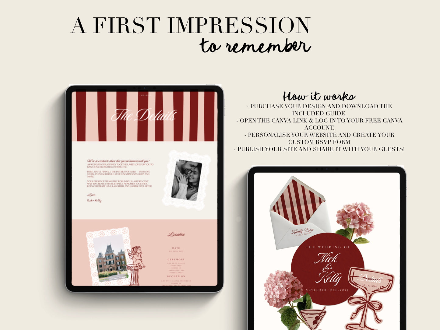 Canva Wedding Website Template with RSVP | Digital Wedding Invitation