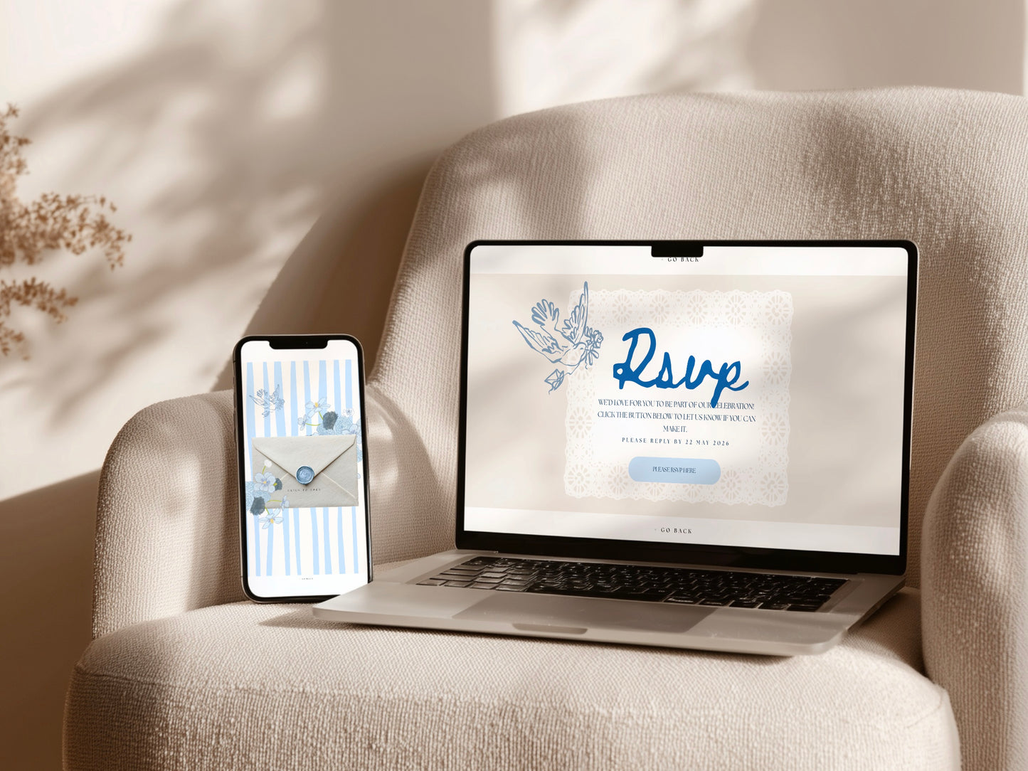 Blue Canva Wedding Website Template with RSVP | Digital Wedding Invitation