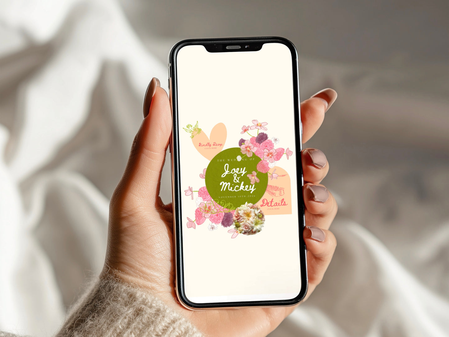 Pink & Green Canva Wedding Website Template with RSVP | Digital Wedding Invitation