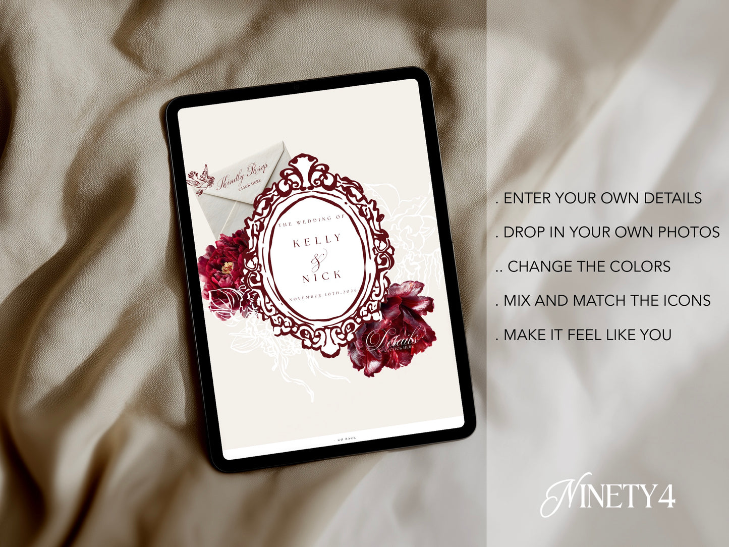 Old Money Canva Wedding Website Template with RSVP | Digital Wedding Invitation