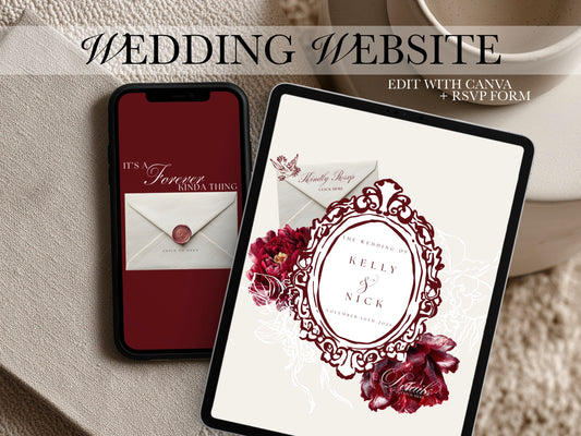 Old Money Canva Wedding Website Template with RSVP | Digital Wedding Invitation