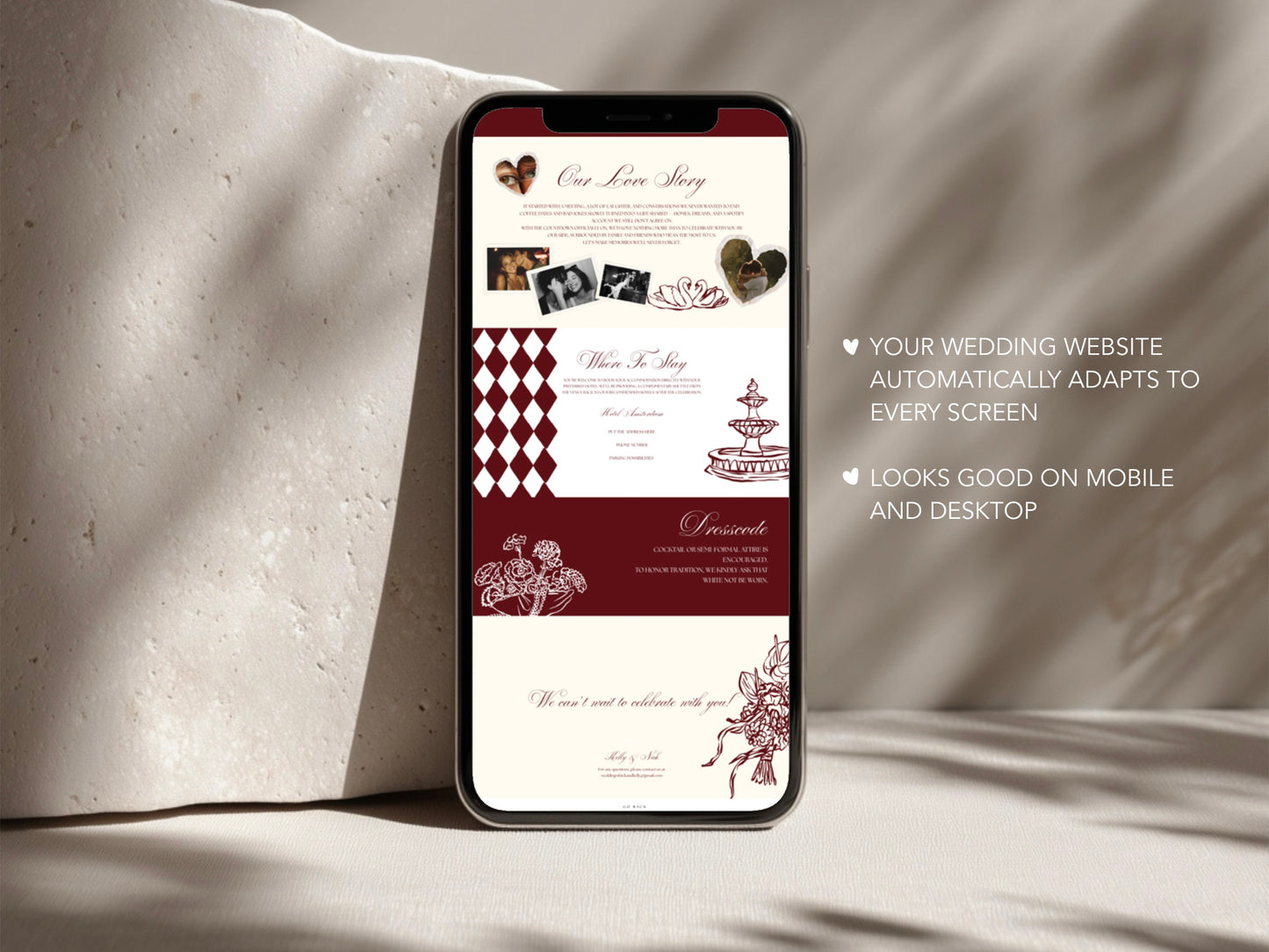 Old Money Canva Wedding Website Template with RSVP | Digital Wedding Invitation