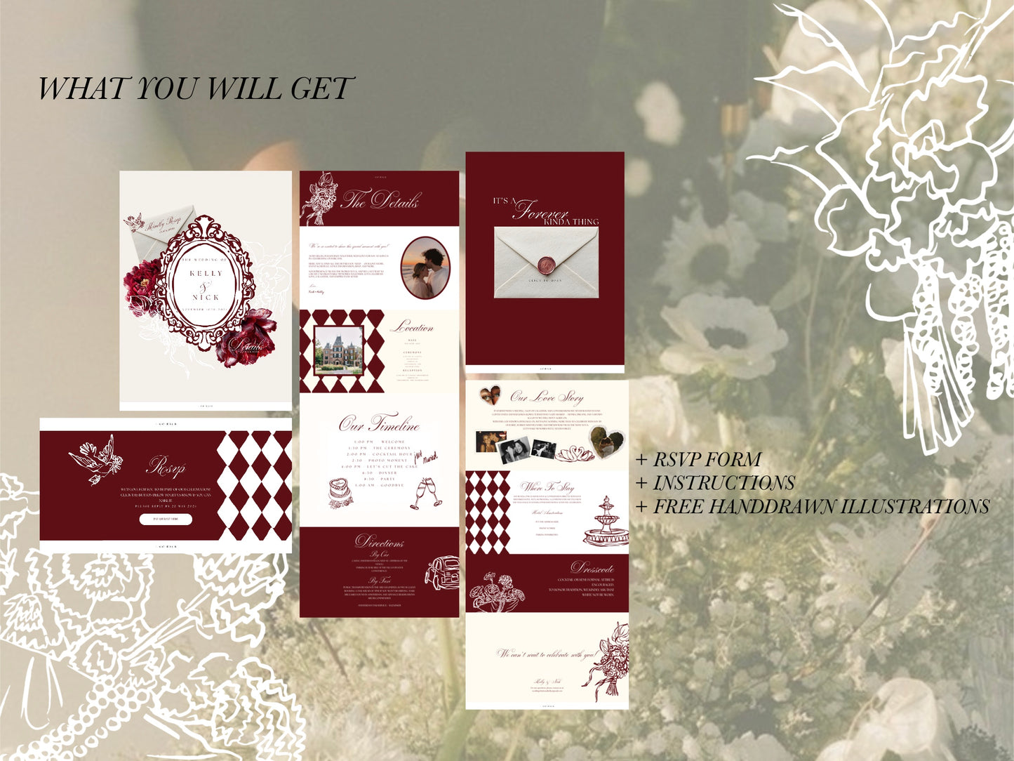 Old Money Canva Wedding Website Template with RSVP | Digital Wedding Invitation