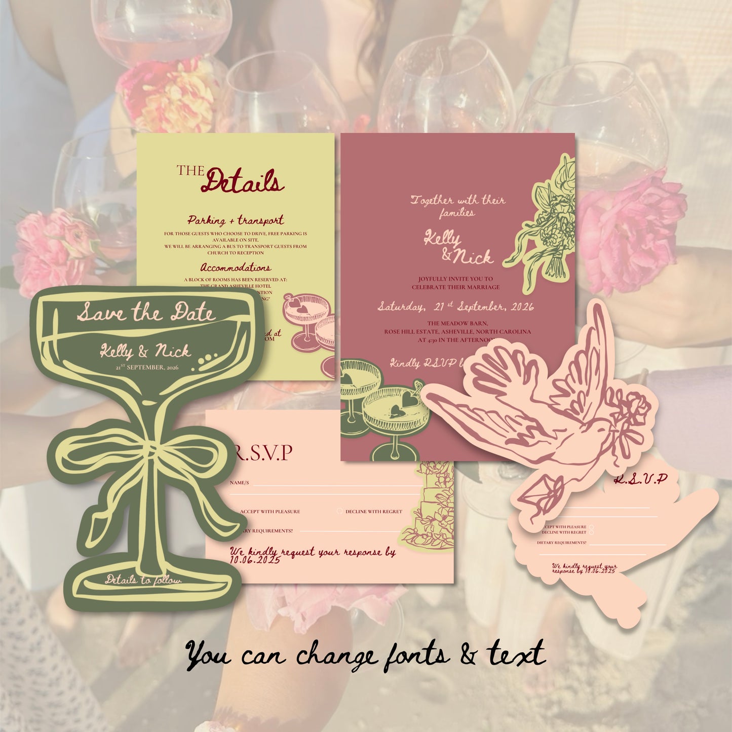 Wedding Invitation Suite Canva Template
