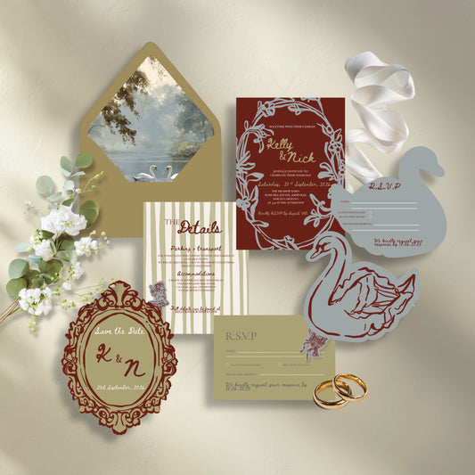 English Garden Wedding Invitation Suite Canva Template